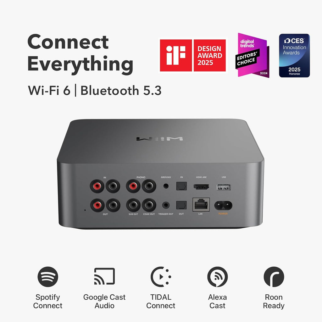 WiiM Ultra Music Streamer & Cyfrowy Przedwzmacniacz | Ekran Dotykowy 3,5",Kompatybilny z GoogleCast&Alexa,Streamuj Spotify,Amazon Music,Tida,HDMI ARC,Wejście Phono,Wyjście Słuchawkowe,kosmiczny szary