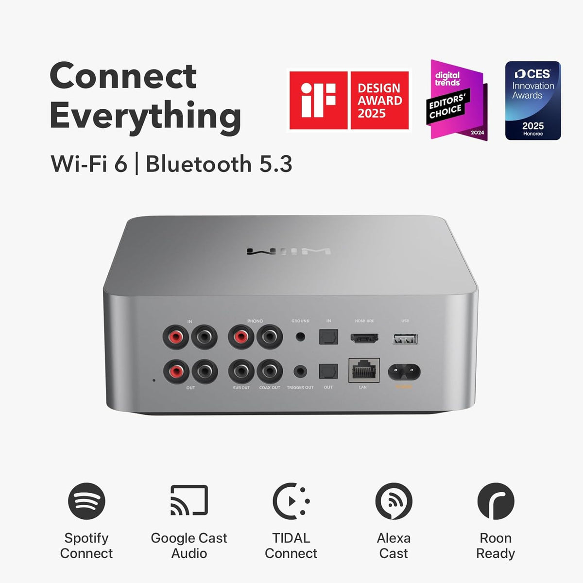 WiiM Ultra Music Streamer & Cyfrowy Przedwzmacniacz | Ekran Dotykowy 3,5",Kompatybilny z GoogleCast&Alexa,Streamuj Spotify,Amazon Music,Tida,HDMI ARC,Wejście Phono,Wyjście Słuchawkowe,kosmiczny szary