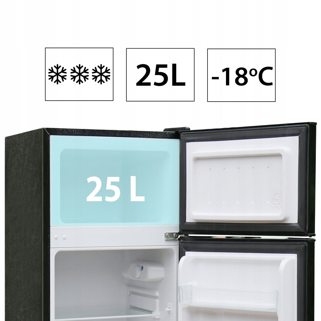 LODÓWKA MAŁA chłodziarka zamrażarka hotelowa biurowa srebrna LED 88l. 86cm