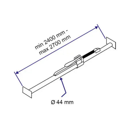 Drążek rozpórka do chłodni aluminiowy zakres 2650mm – 3020mm - 47
