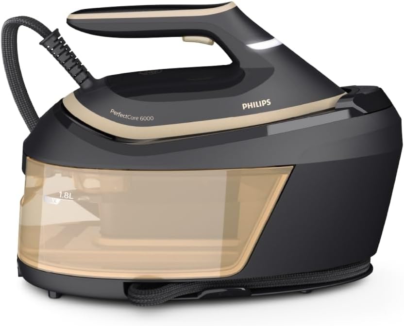 Philips PerfectCare 6000 Series Generator Pary, Silny wyrzut Pary, Gwarancja braku przypaleń, Kompaktowy Design, 1,8L Odłączany Zbiornik na Wodę, Stopa SteamGlide Advanced (PSG6064/80)